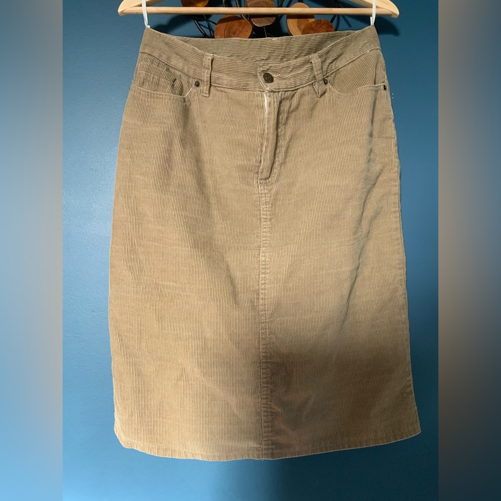 Vintage Khaki Corduroy Pencil Skirt